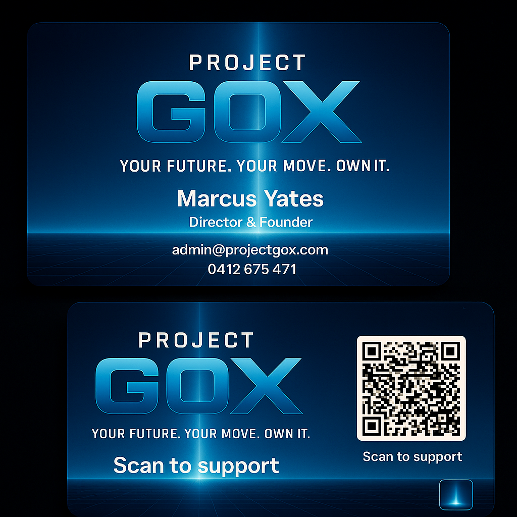 ProjectGoX business card artwork